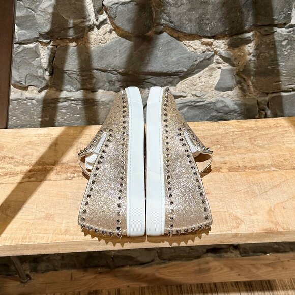 Christian Louboutin Glitter Gold Pik Boat Spike Slip-on Sneakers - Picture 9 of 12